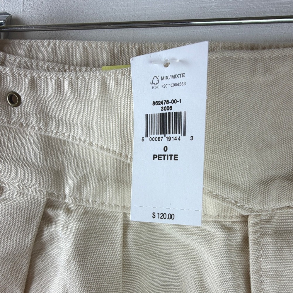 Banana Republic Explorer Culottes Linen Cargo Wide Leg High Rise Petite 0 Beige - Picture 5 of 12